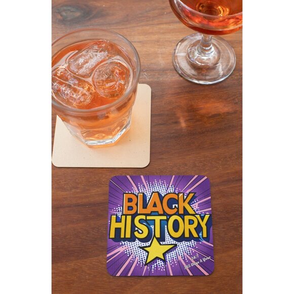 Black History 24/7 Coasters Pulp Board 4 x 4 (Set of 2) - Picture 4 of 4